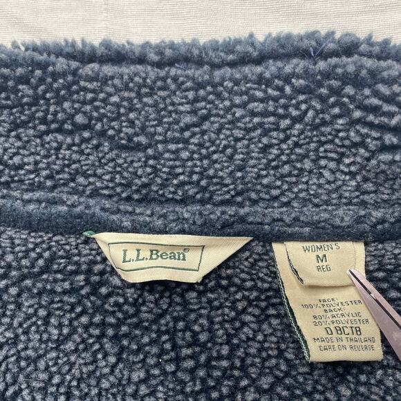 L.L. Bean Navy Blue Faux Suede Sherpa Lined Jacket Coat Sz Medium Women's - Picture 6 of 6